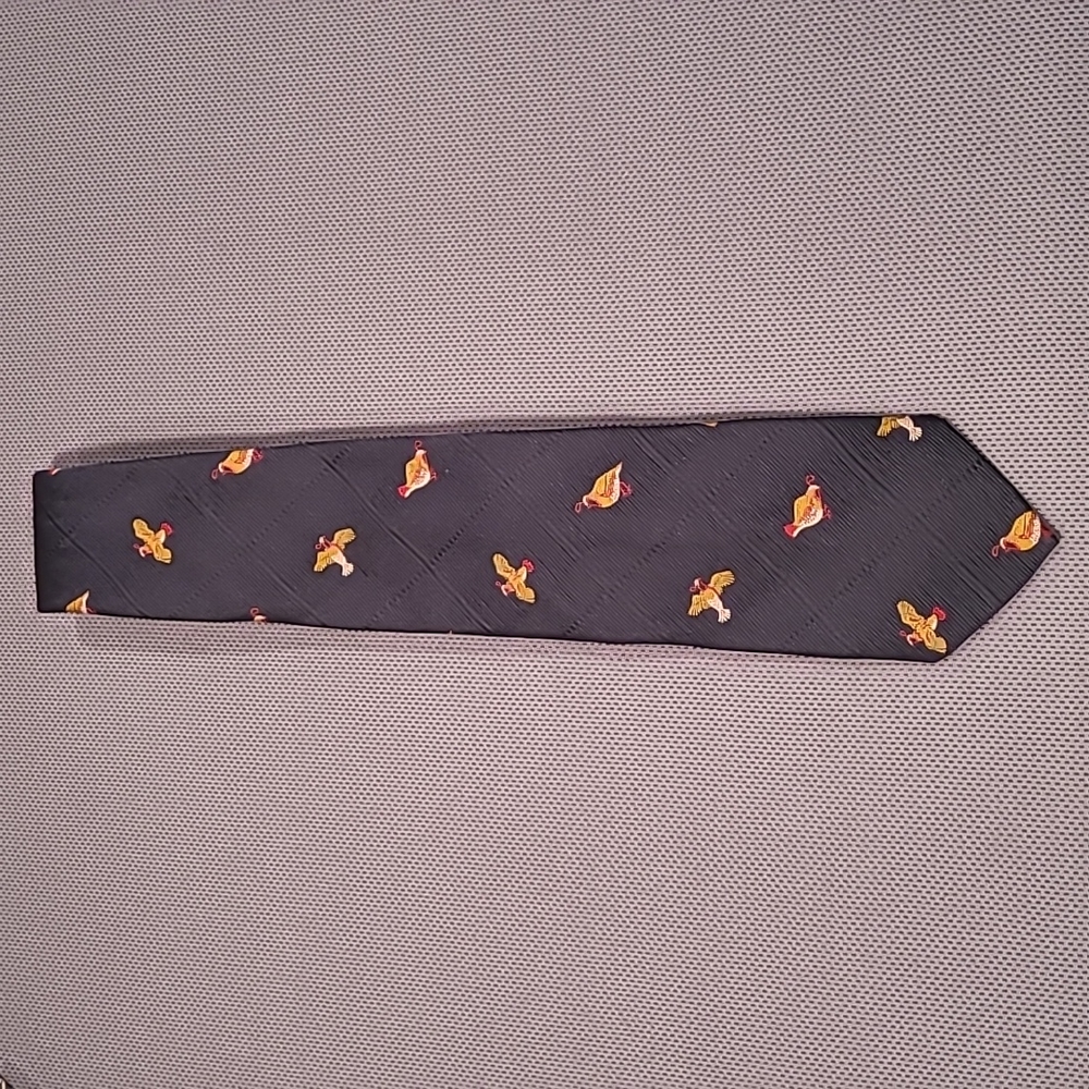 Vintage Pride of England Red-legged Partridge Blue Custom Necktie